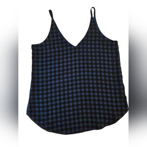 Kismet Blue & Black Checkered Flowy Tank Top Small 19in P2P